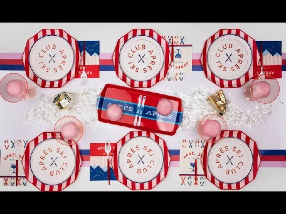 Outlet Bonjour Fete Pink & Red Signature Cabana Stripe Plates