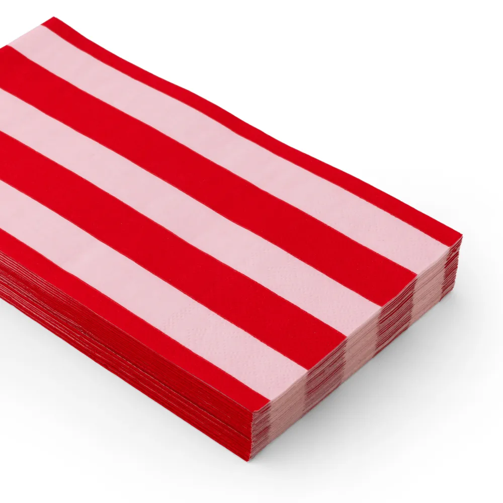 Bonjour Fete Pink & Red Signature Cabana Stripe Guest Towels
