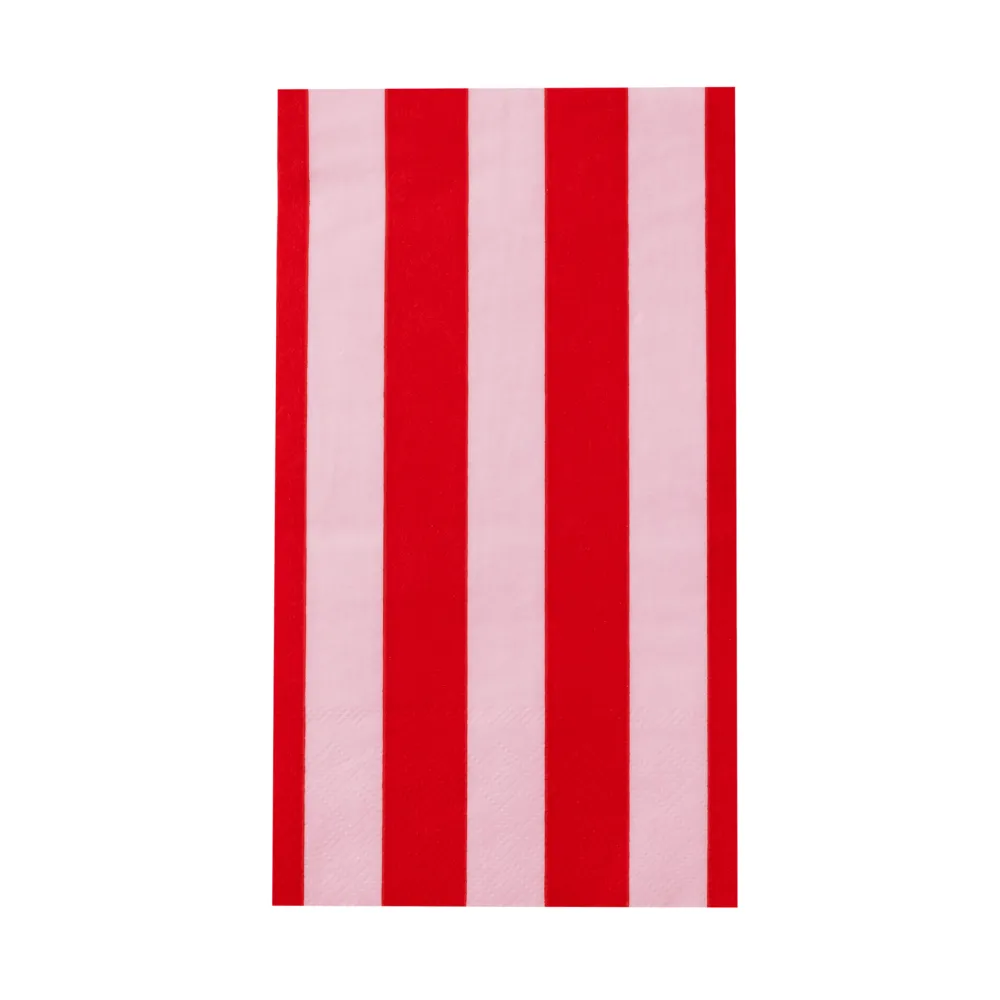 Bonjour Fete Pink & Red Signature Cabana Stripe Guest Towels