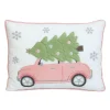 Clearance MON AMI Pink Retro Car Christmas Lumbar Pillow by