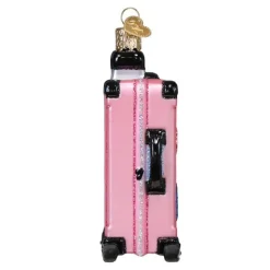 Clearance Old World Christmas Pink Rolling Suitcase Ornament