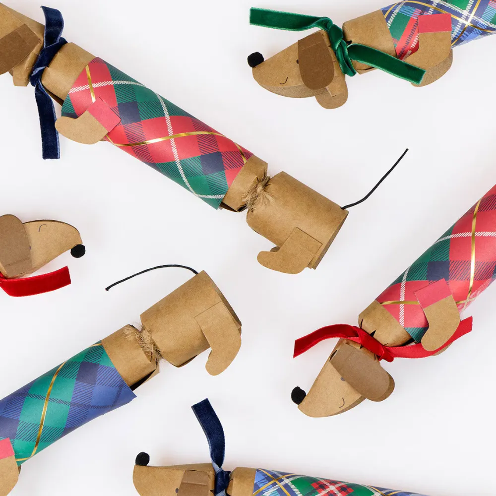 Outlet Meri Meri Plaid Dachshund Christmas Crackers