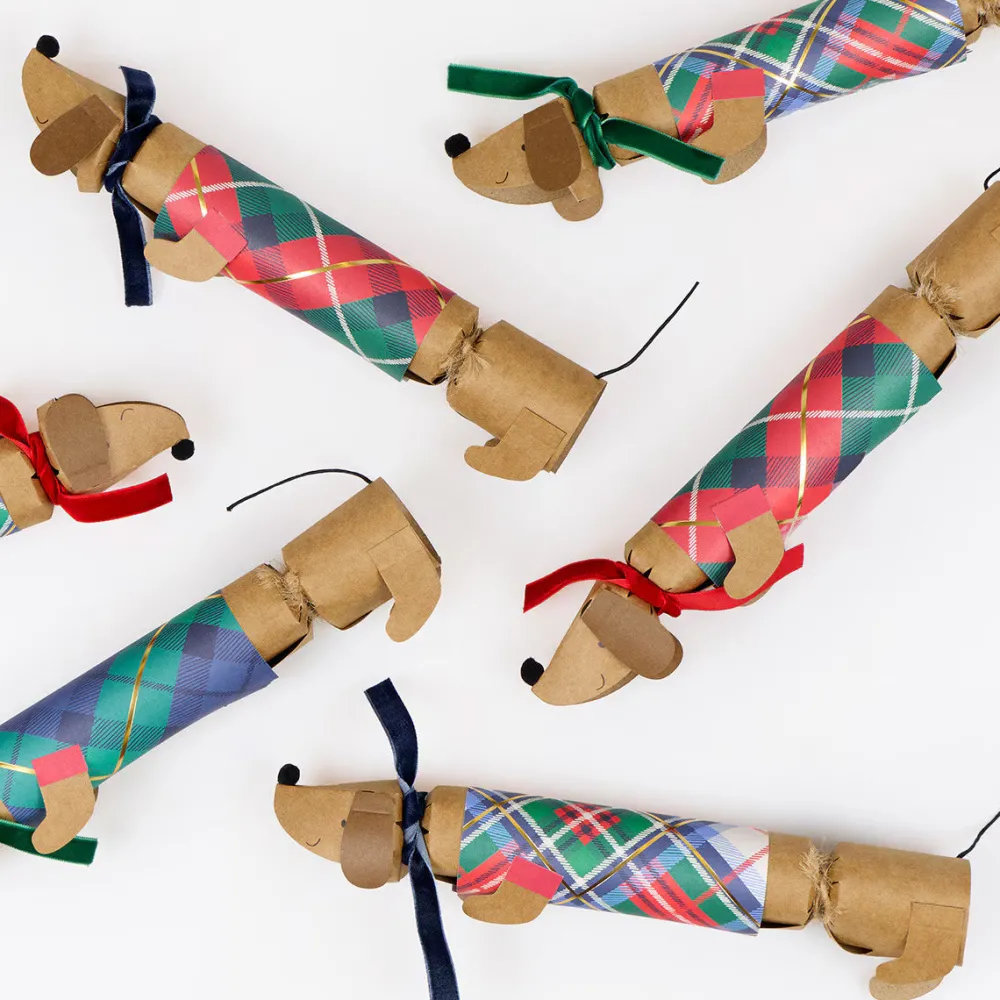 Outlet Meri Meri Plaid Dachshund Christmas Crackers