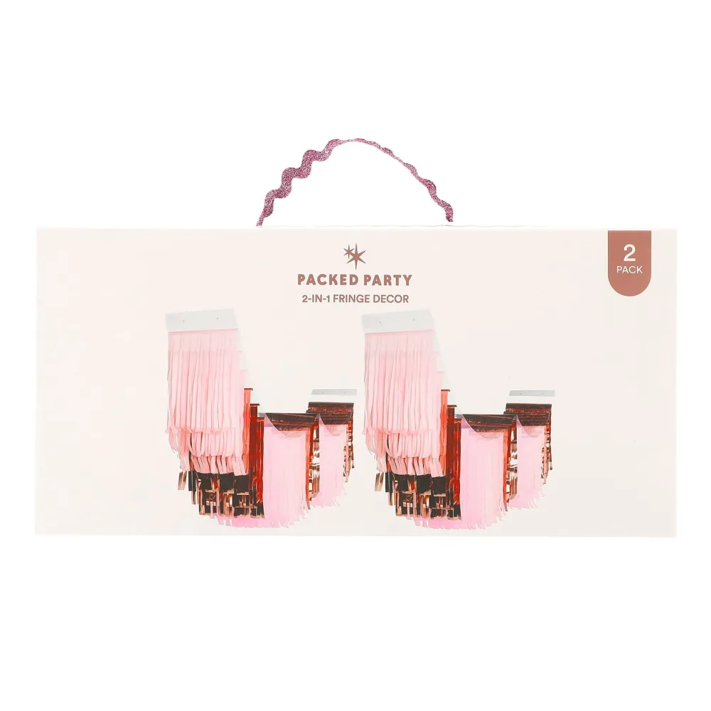 Hot Packed Party Pretty in Pink Fringe Canopy Banners (Set of 2)