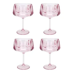 Best Packed Party Pretty in Pink Reusable Coupe Glasses (set of 4)