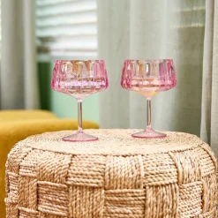 Best Packed Party Pretty in Pink Reusable Coupe Glasses (set of 4)
