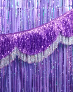 New xo, Fetti Purple & Silver Scallop Fringe Banner