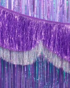 New xo, Fetti Purple & Silver Scallop Fringe Banner