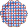 Sale Bonjour Fete Red & Blue Gingham Star Dinner Plates