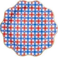 Sale Bonjour Fete Red & Blue Gingham Star Dinner Plates