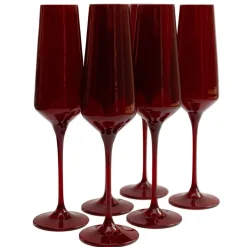 Clearance Estelle Colored Glass Red Champagne Flute Set