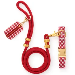 Sale The Foggy Dog Red Gingham Collar Walk Set