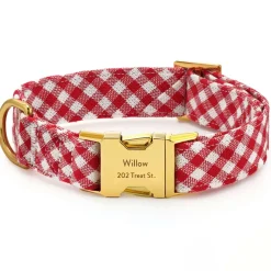 Online The Foggy Dog Red Gingham Dog Collar