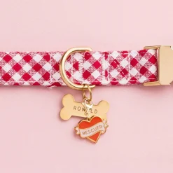 Online The Foggy Dog Red Gingham Dog Collar