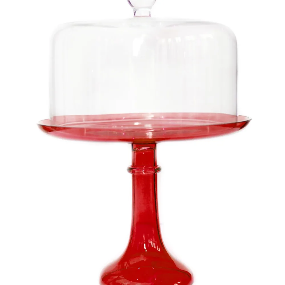 Estelle Colored Glass Red Glass Cake Stand