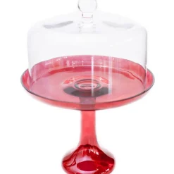 Estelle Colored Glass Red Glass Cake Stand