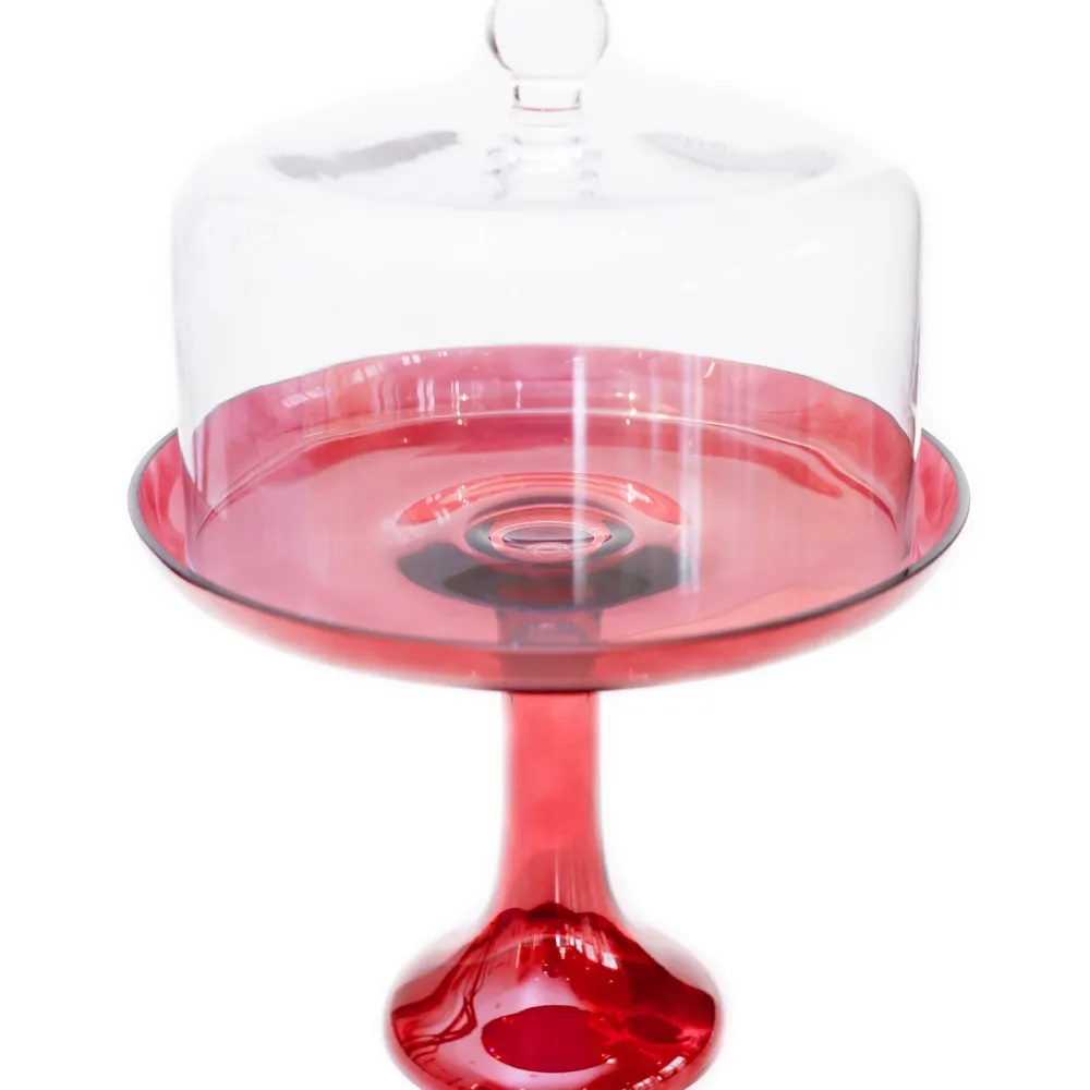 Estelle Colored Glass Red Glass Cake Stand