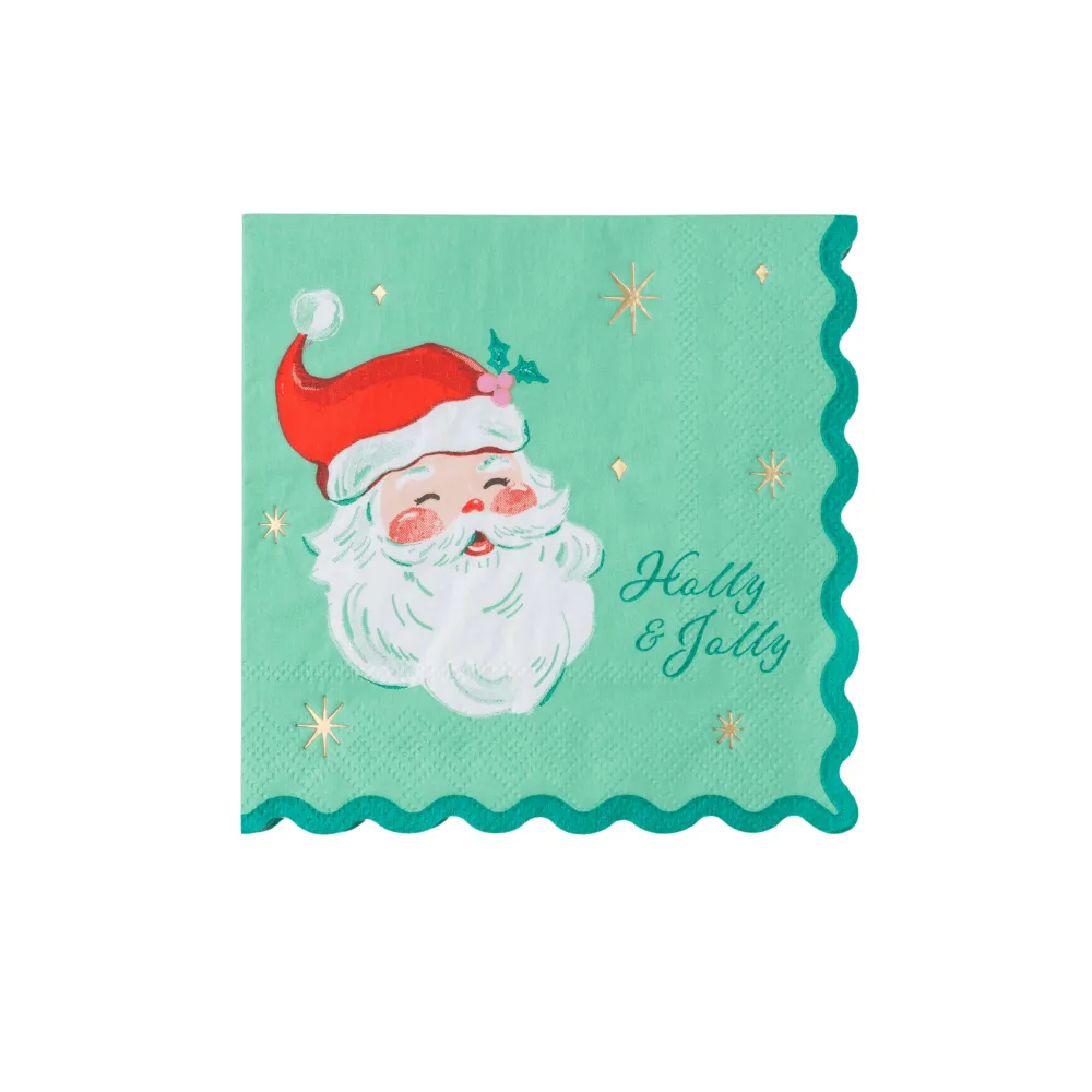 Outlet Bonjour Fete Red & Green Jolly Santa Small Napkins