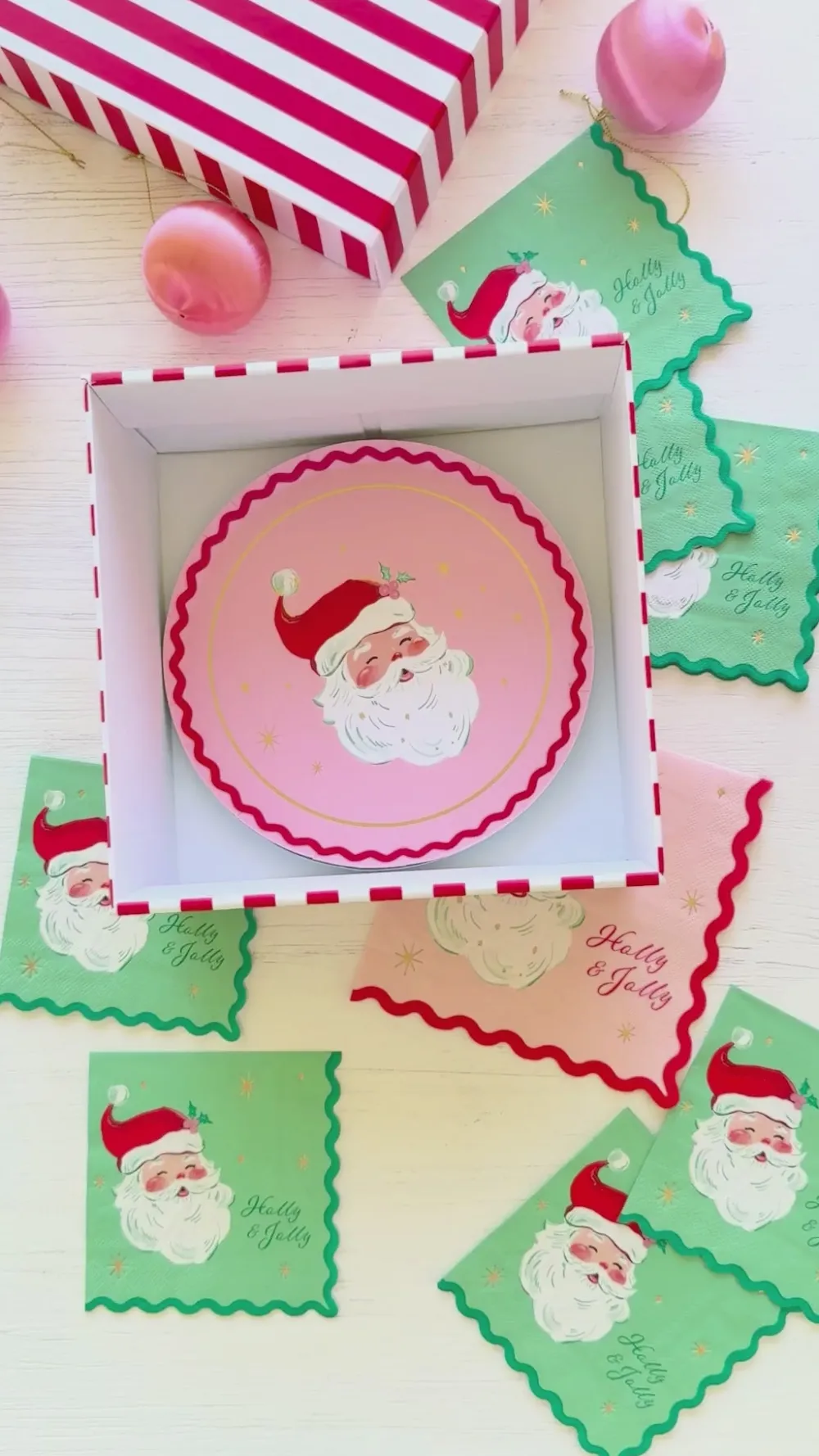 Outlet Bonjour Fete Red & Green Jolly Santa Small Napkins