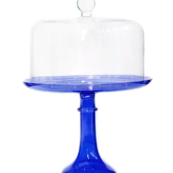 Outlet Estelle Colored Glass Royal Blue Glass Cake Stand