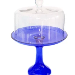 Outlet Estelle Colored Glass Royal Blue Glass Cake Stand