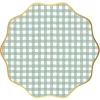 Clearance Bonjour Fete Sage Green Gingham Dinner Plates