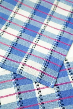 Best Archive New York San Andres Gingham Blue & White Table Runner