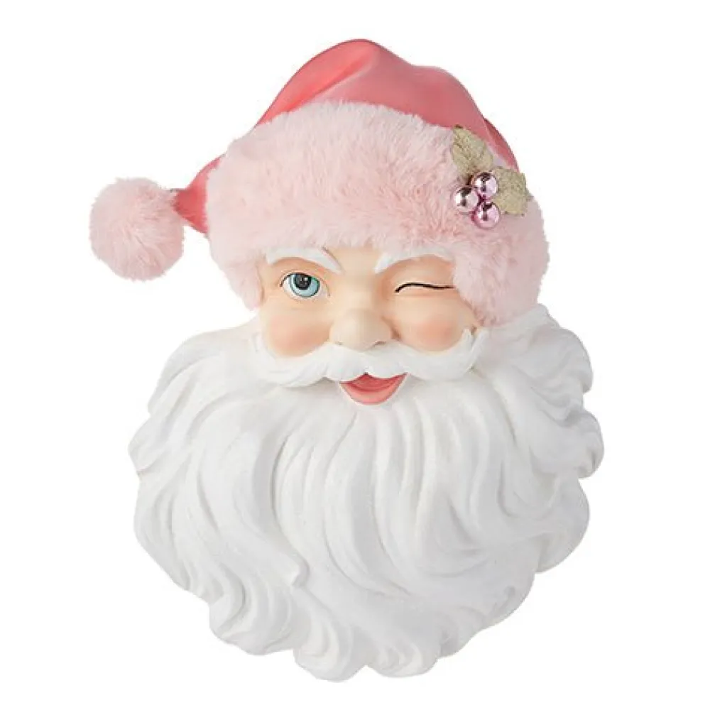 Raz Santa with Pink Hat Wall Decor