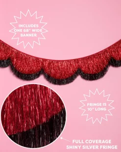 Outlet xo, Fetti Scallop Fringe Banner - black + red foil banner