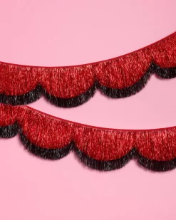 Outlet xo, Fetti Scallop Fringe Banner - black + red foil banner