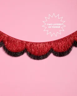Outlet xo, Fetti Scallop Fringe Banner - black + red foil banner