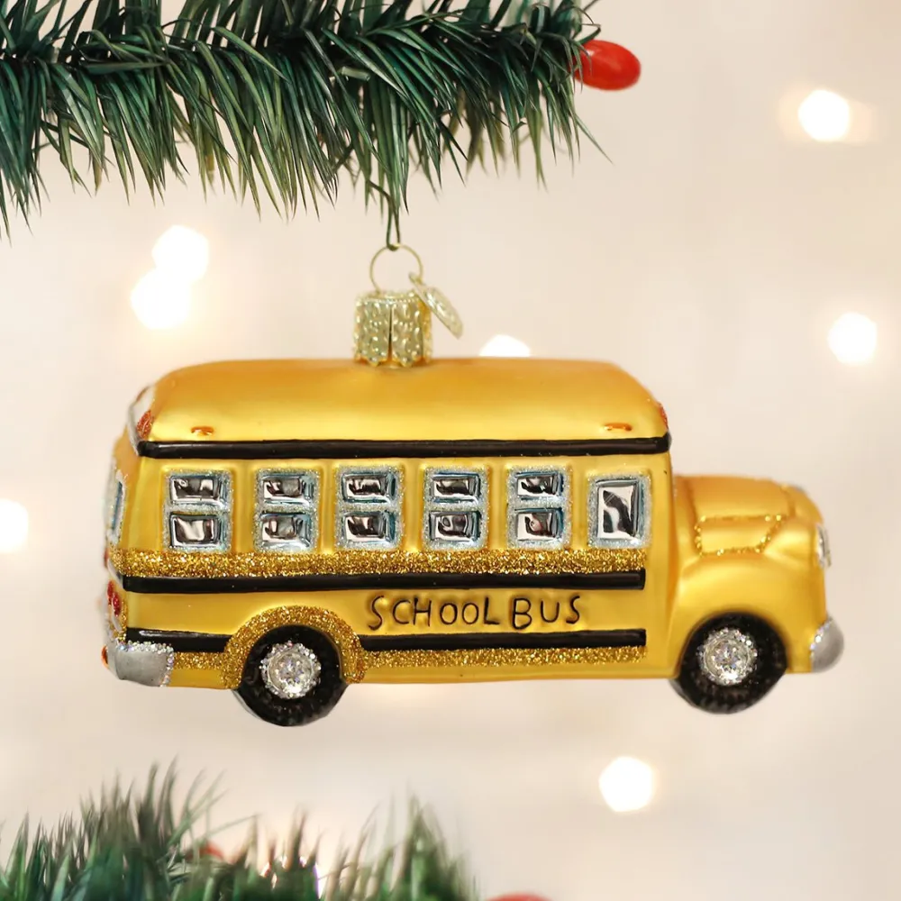 Hot Old World Christmas School Bus Ornament