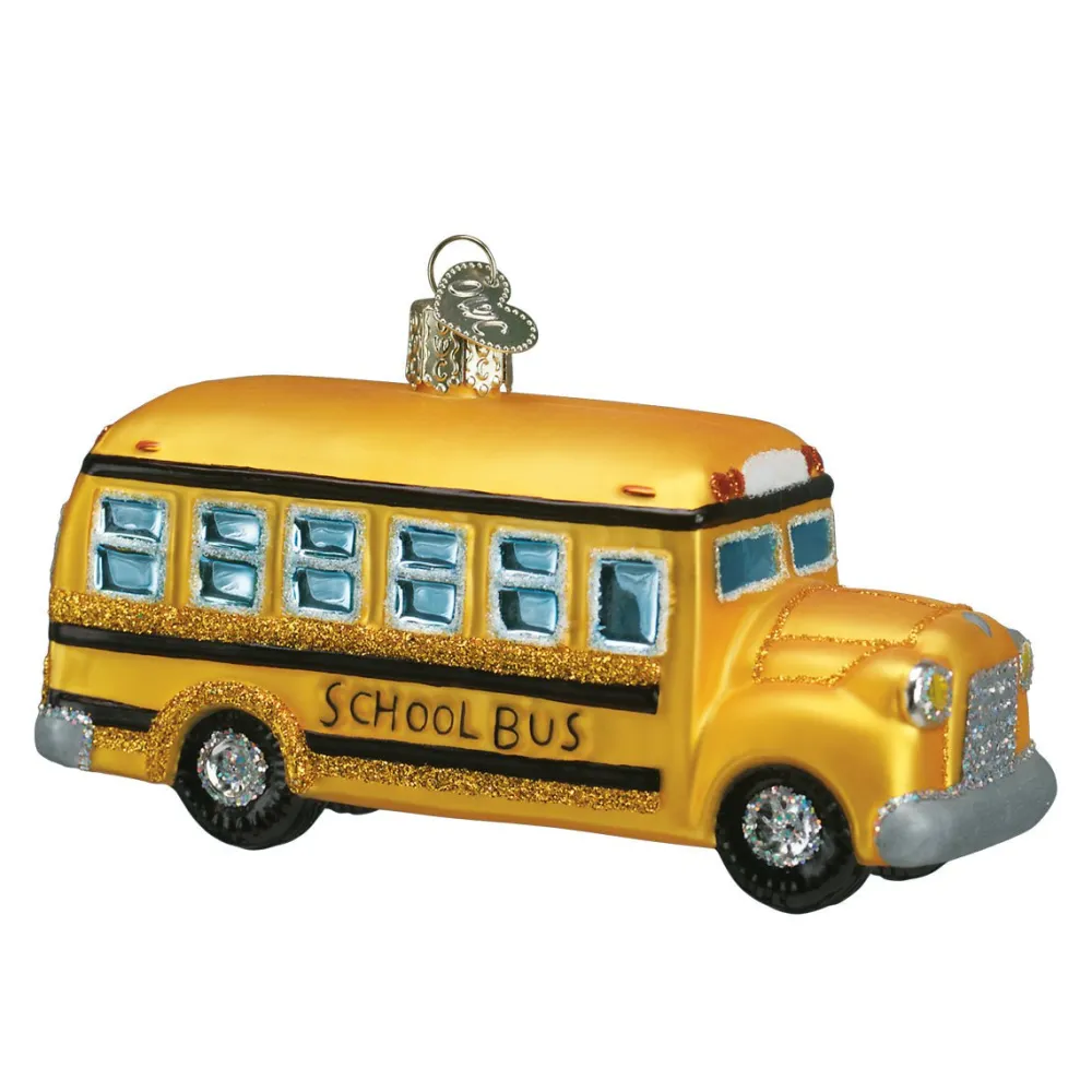 Hot Old World Christmas School Bus Ornament