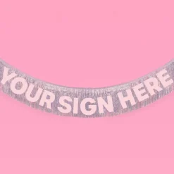 New xo, Fetti Silver Iridescent Fringe Foil Banner