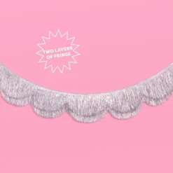 Outlet xo, Fetti Silver Iridescent Fringe Scalloped Banner