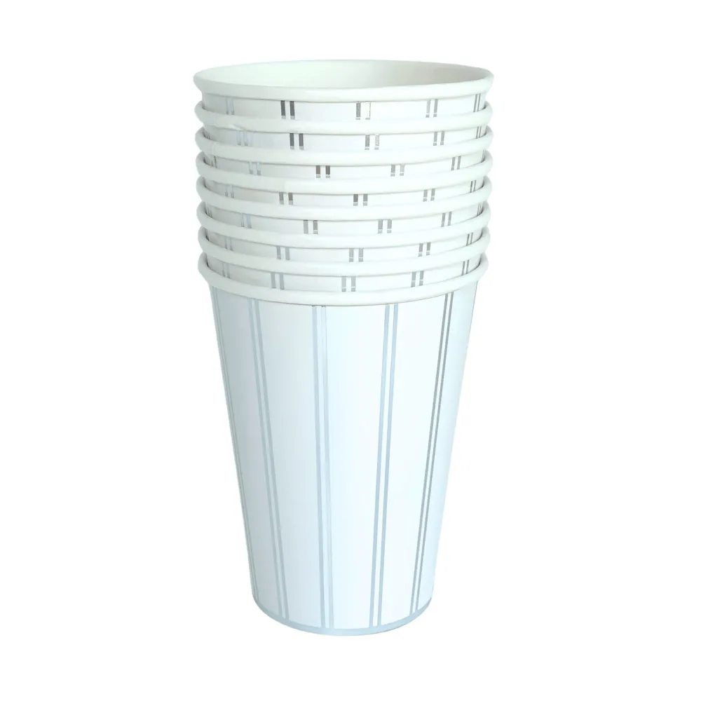 Clearance Bonjour Fete Silver Signature Stripe Cups