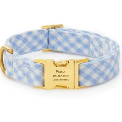 The Foggy Dog Sky Blue Gingham Dog Collar