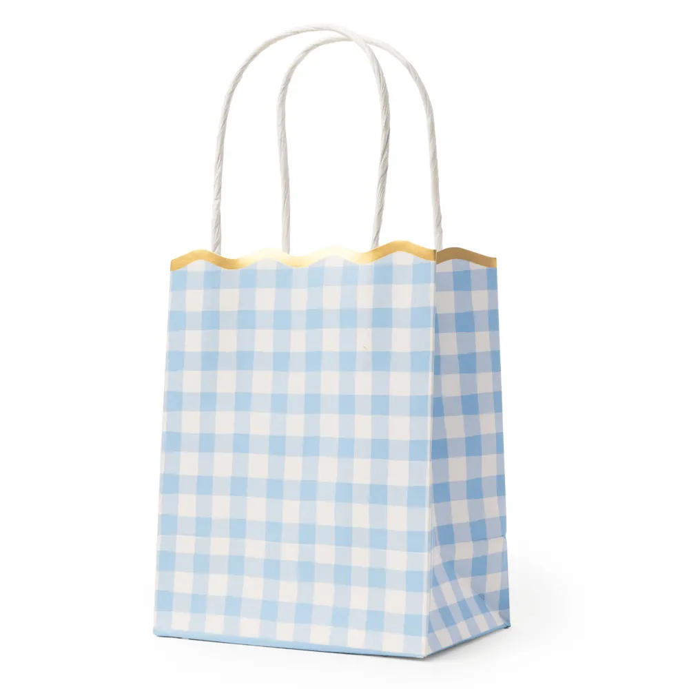 Outlet Bonjour Fete Sky Blue Gingham Favor Bags
