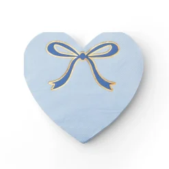 New Bonjour Fete Sky Blue Signature Bow Heart Large Napkins