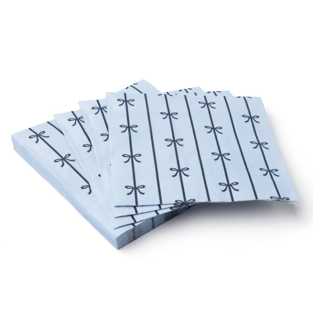 New Bonjour Fete Sky Blue Signature Bow Large Napkins
