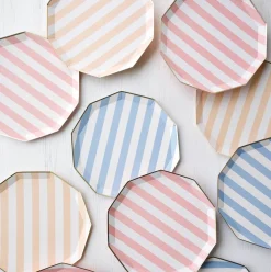 Bonjour Fete Sky Blue Signature Cabana Stripe Plates