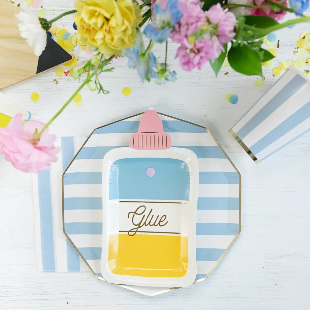 Bonjour Fete Sky Blue Signature Cabana Stripe Plates