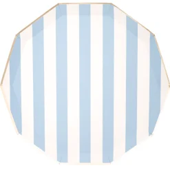 Bonjour Fete Sky Blue Signature Cabana Stripe Plates