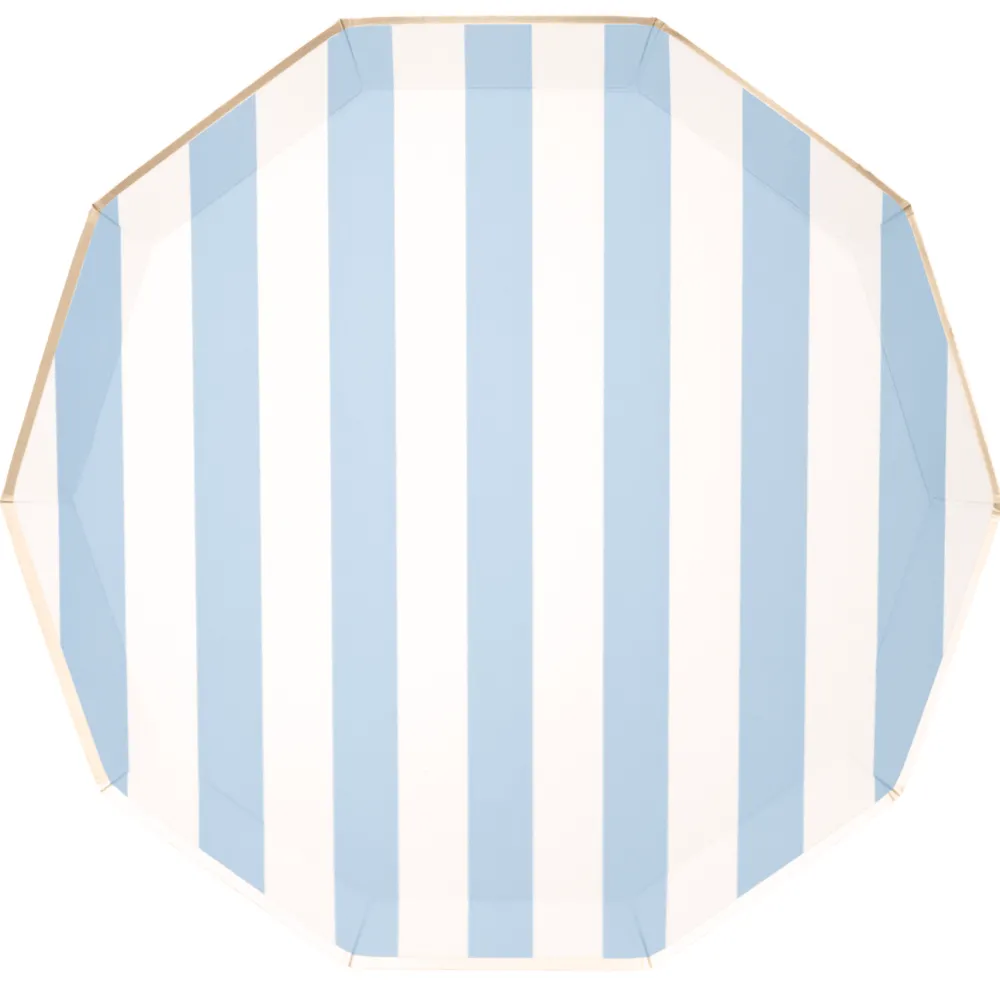 Bonjour Fete Sky Blue Signature Cabana Stripe Plates