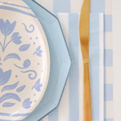 New Bonjour Fete Sky Blue Signature Cabana Stripe Guest Towels