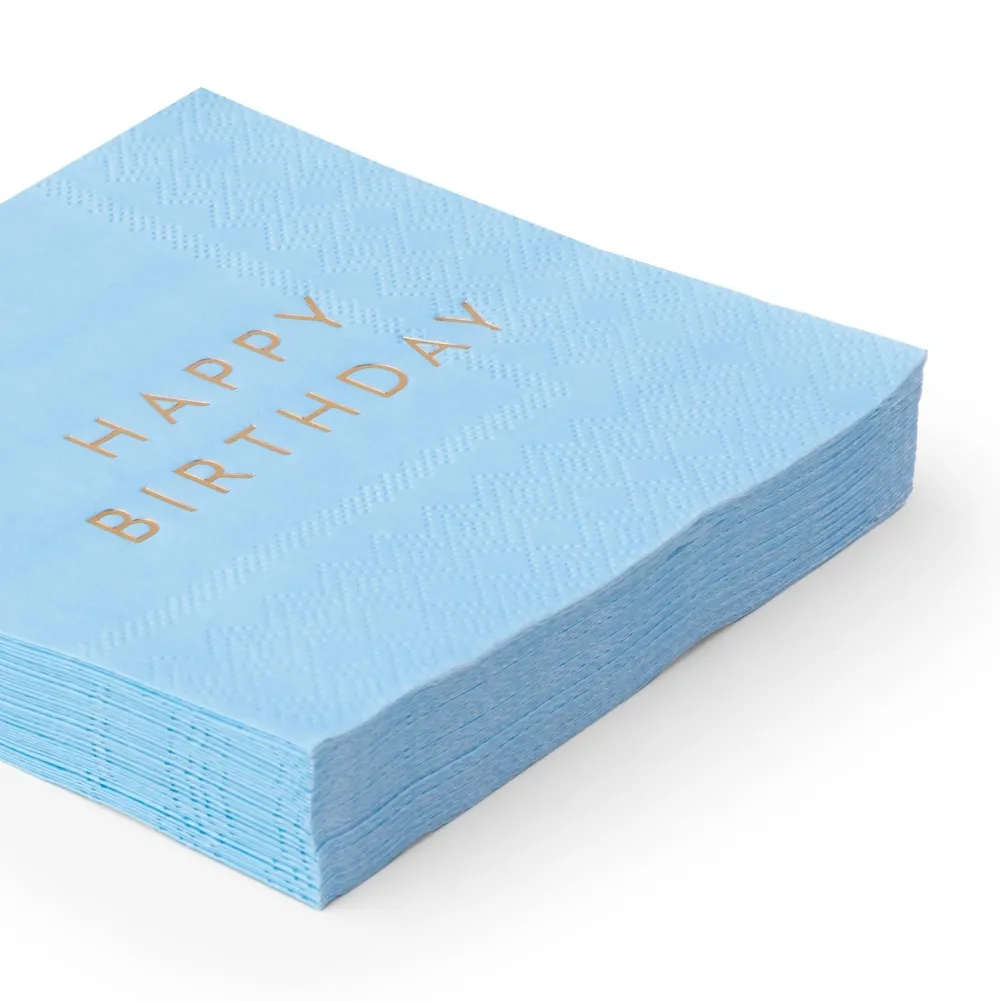 Discount Bonjour Fete Sky Blue Signature Happy Birthday Cocktail Napkins