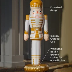 Outlet Funboy Small Inflatable White & Gold Nutcracker