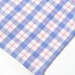 Hot Archive New York Sofia Plaid Table Runner in Periwinkle Blue and Pink