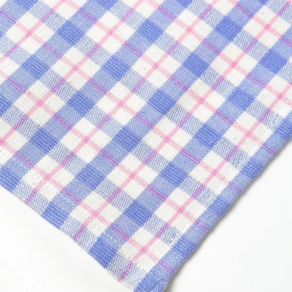 Hot Archive New York Sofia Plaid Table Runner in Periwinkle Blue and Pink