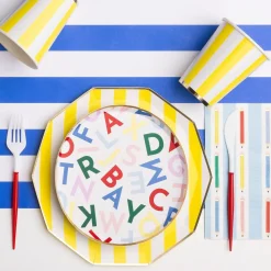 Hot Bonjour Fete Soleil Yellow Signature Cabana Stripe Plates